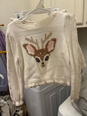 Cynthia Rowley Cream Knit Deer Sweater Set - Brown & Pink Accent